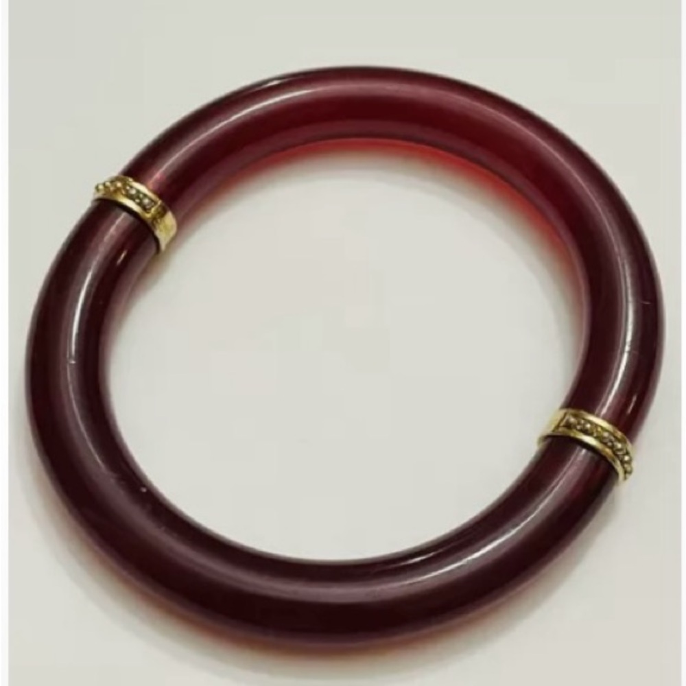 Givenchy 1970’s Red Wine Colored Bangle Bracelet - Picture 2 of 5